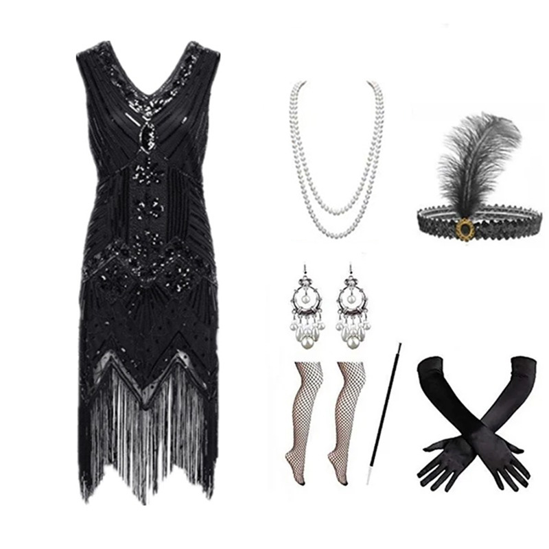 Women'S Accessories In The 1920S - Conjunto de Vestido Flapper Feminino Anos