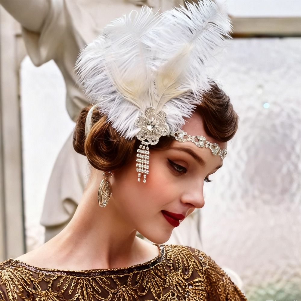 Women'S Accessories In The 1920S - Tiara Vintage com Plumas, Lantejoulas e