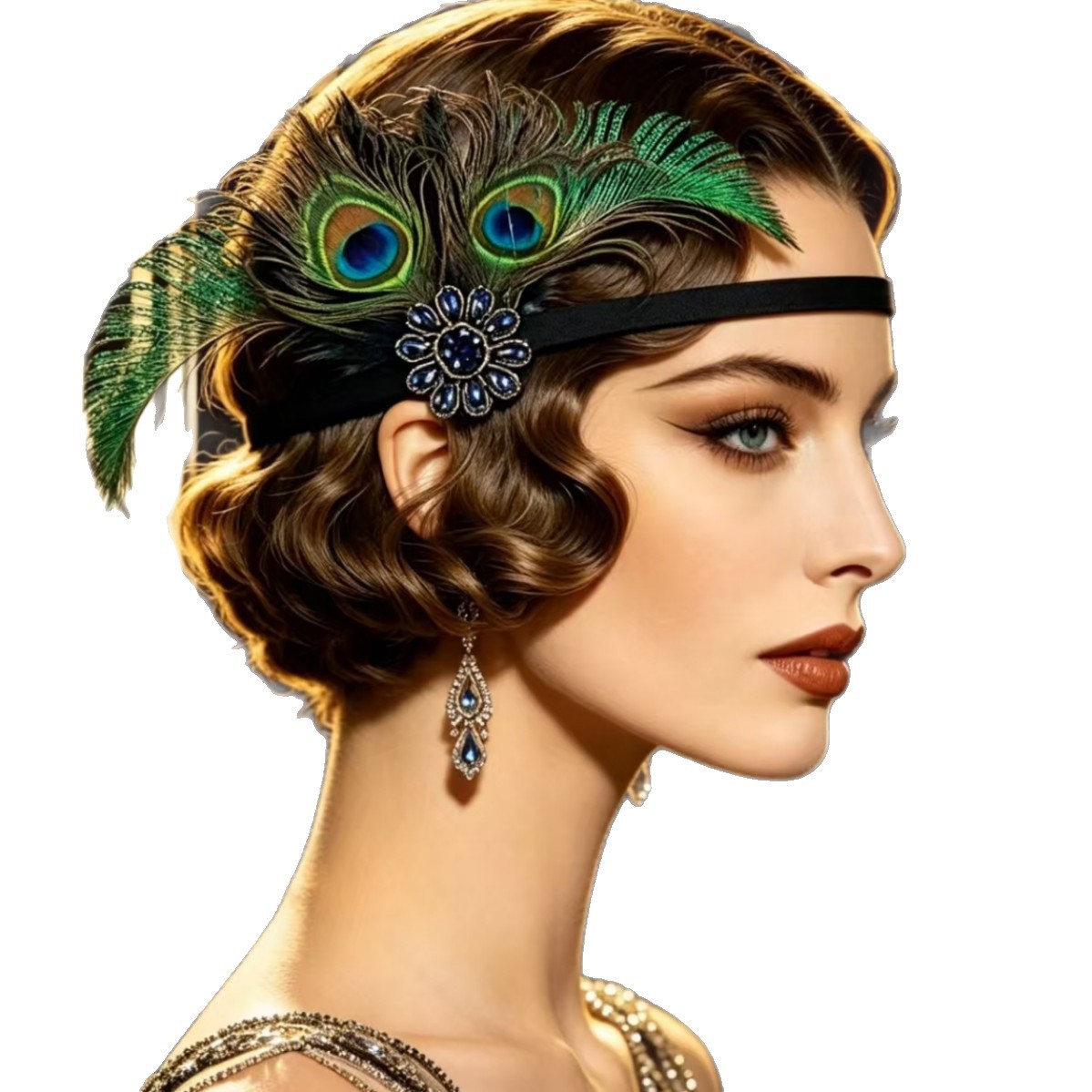Women'S Accessories In The 1920S - Tiara de Penas de Pavão Estilo