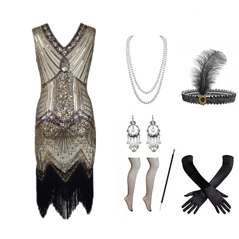 Conjunto de Vestido Flapper Fe - Women'S Accessories In The 1920S avaliação e preço