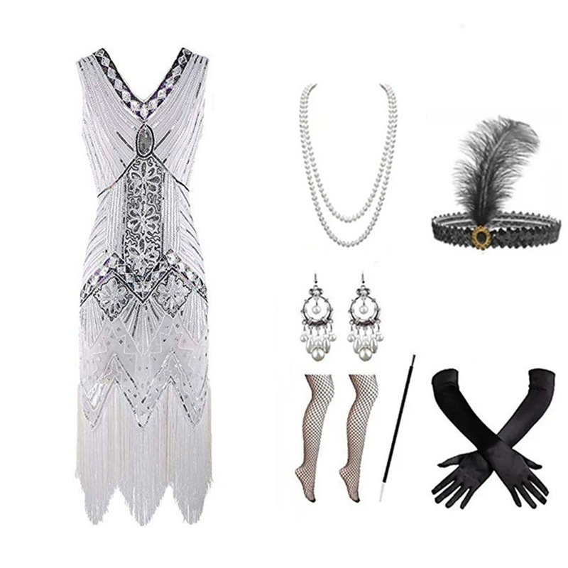 Conjunto de Vestido Flapper Fe - Women'S Accessories In The 1920S avaliação e preço