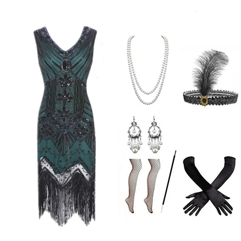 Conjunto de Vestido Flapper Fe - Women'S Accessories In The 1920S avaliação e preço