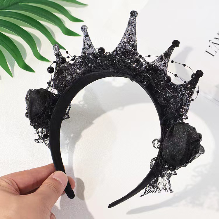 Gótico preto rosa laço coroa b - Women'S Victorian Accessories avaliação e preço