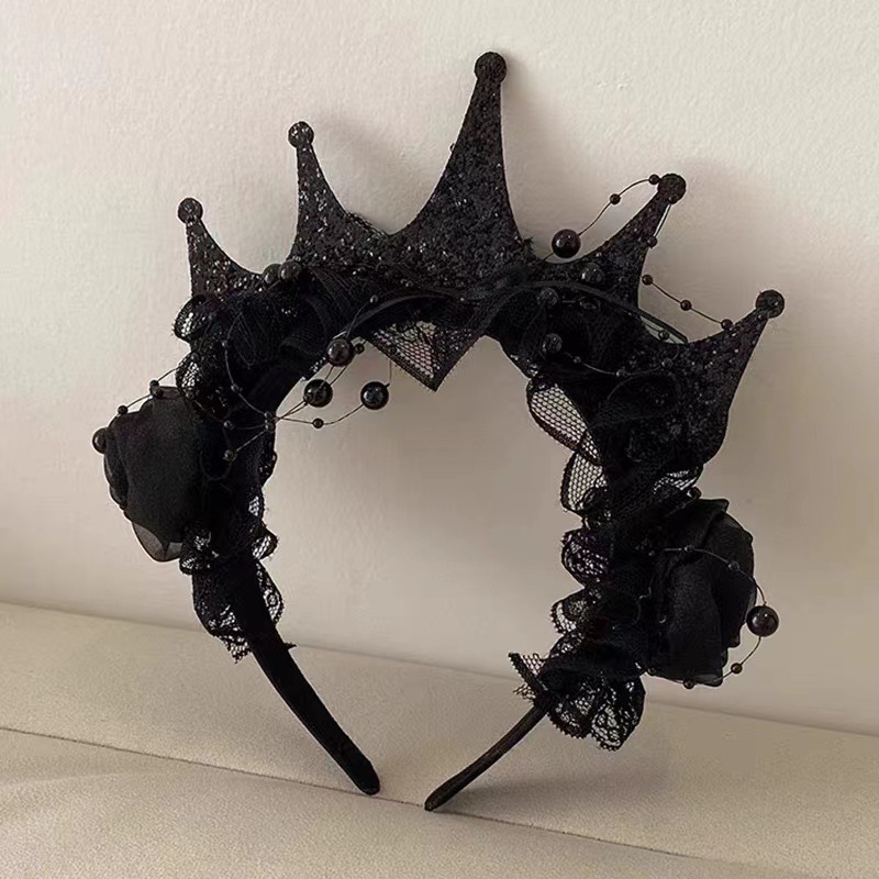 Gótico preto rosa laço coroa b - Women'S Victorian Accessories avaliação e preço